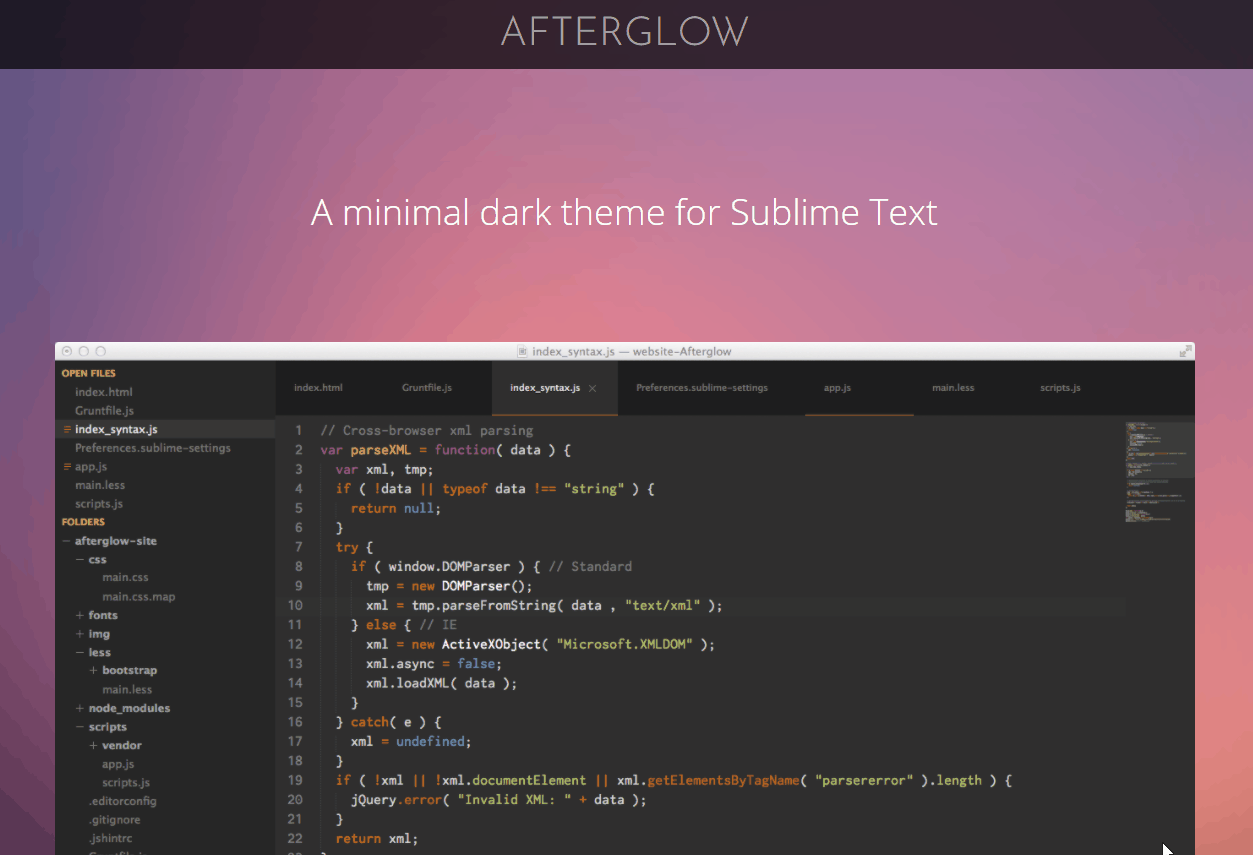 Sublime Text Themes - Afterglow