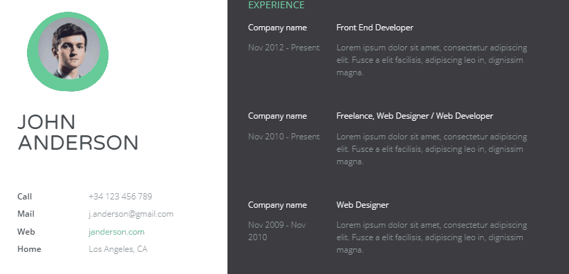 HTML Resume Templates - Responsive Resume Template