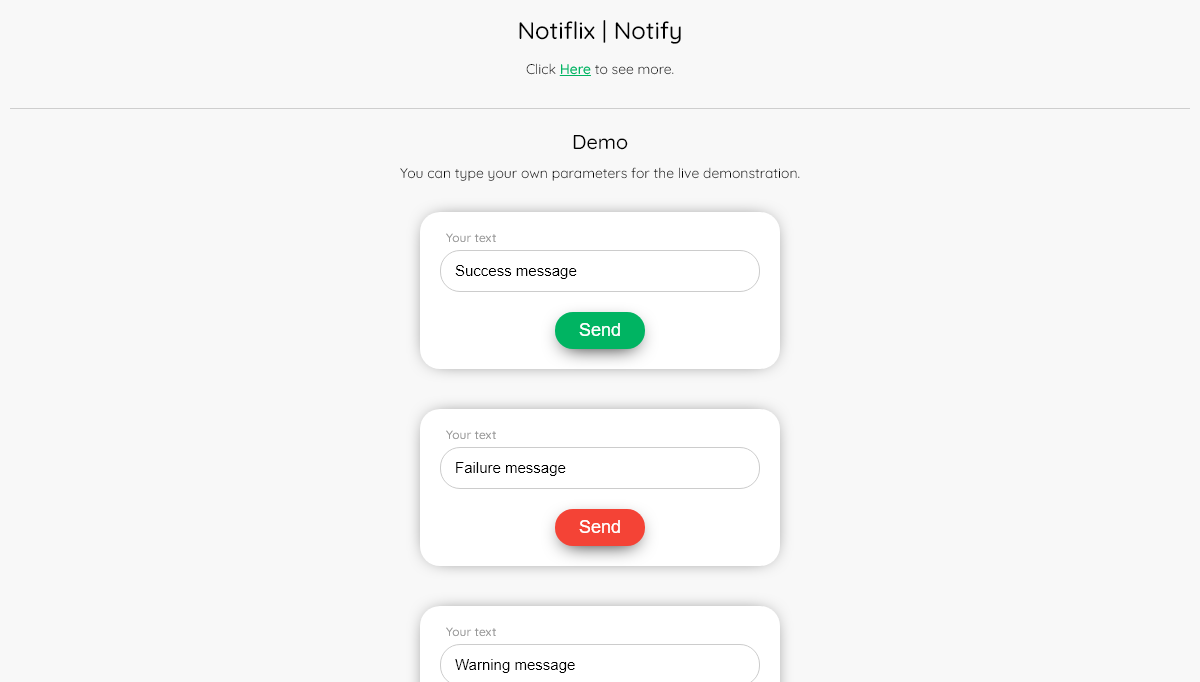 JavaScript Notifications - Notiflix - Notify