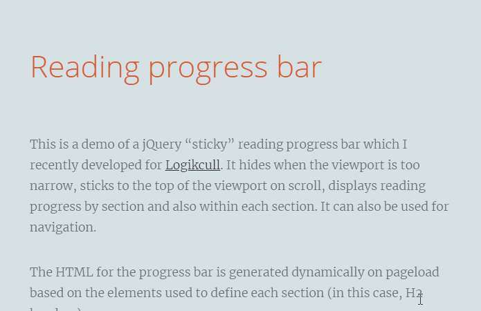 jQuery Progress Bars - Reading Progress Bar