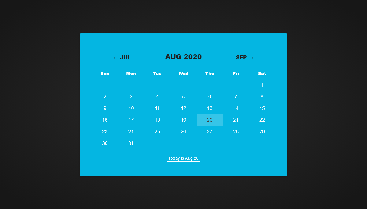 CSS Calendars - Calendar App