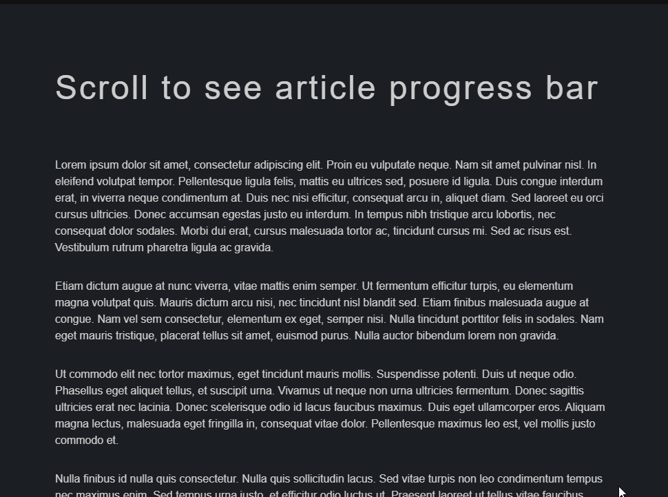 JavaScript Progress Bars - Article Progress Bar / Custom Scroll Bar