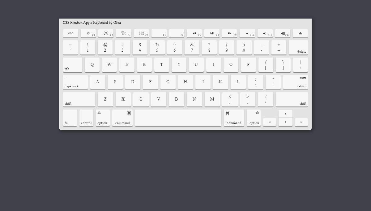 CSS Keyboards - CSS Flexbox Apple Keyboard