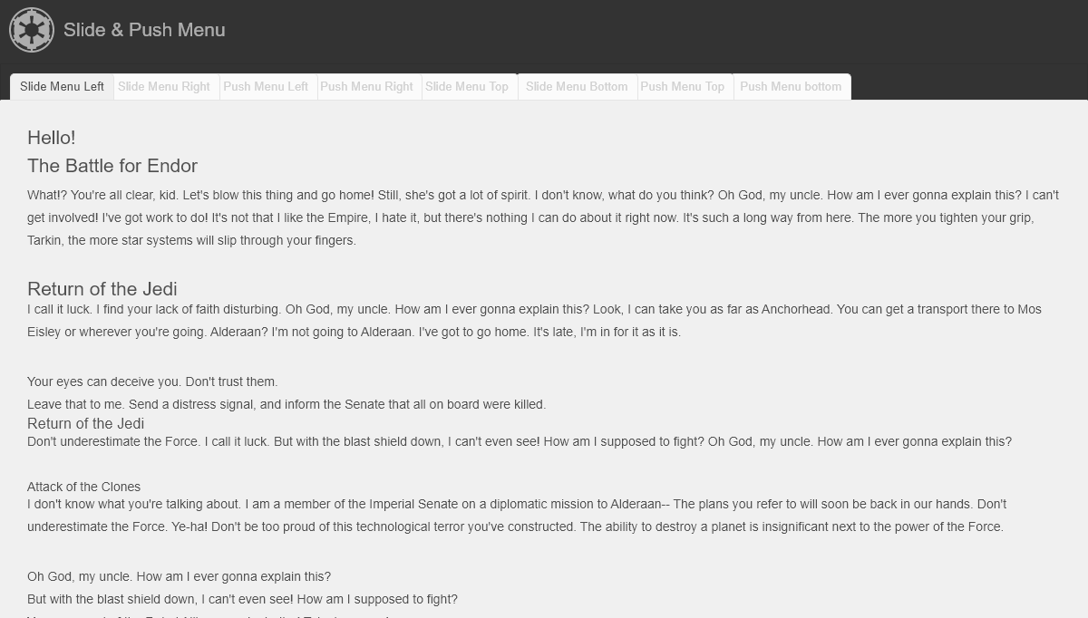 CSS Sliding Menus - Slide & Push Menu