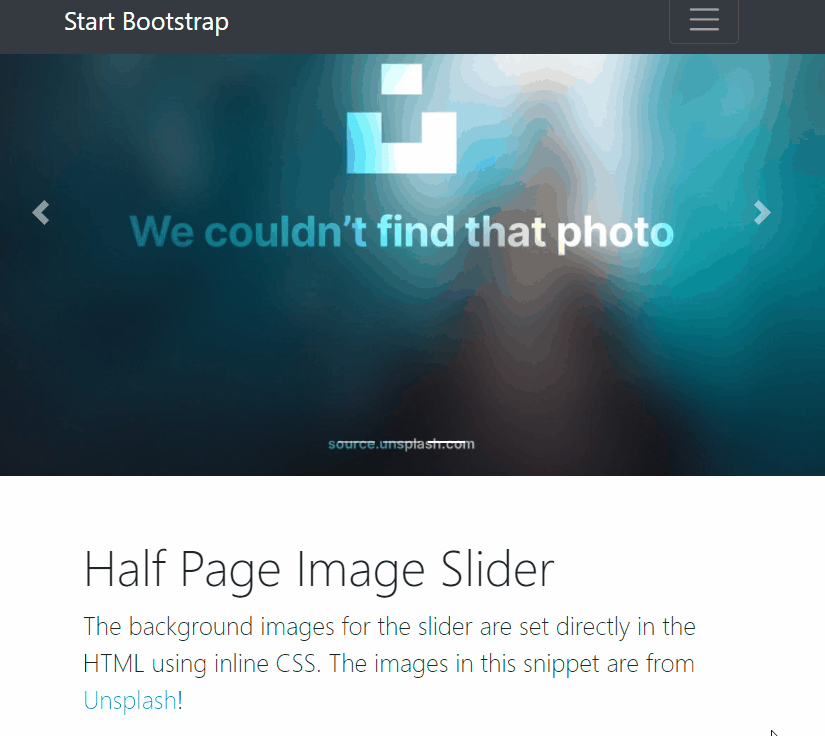Bootstrap Sliders - Bootstrap 4 Half Page Image Slider Header