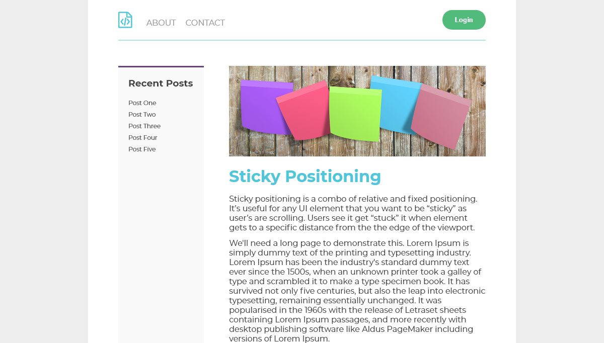 CSS Headers and Footers - CSS sticky header
