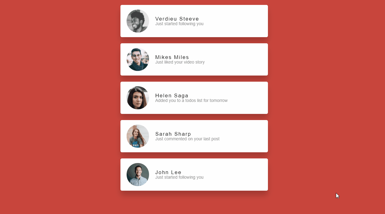 JavaScript Notifications - Notification-cards-animation