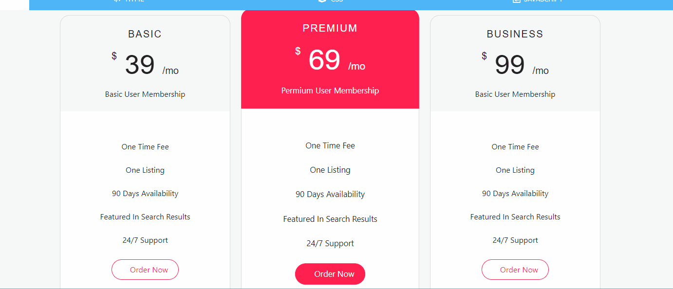 Bootstrap Tables - Bootstrap 4 Business Pricing Table