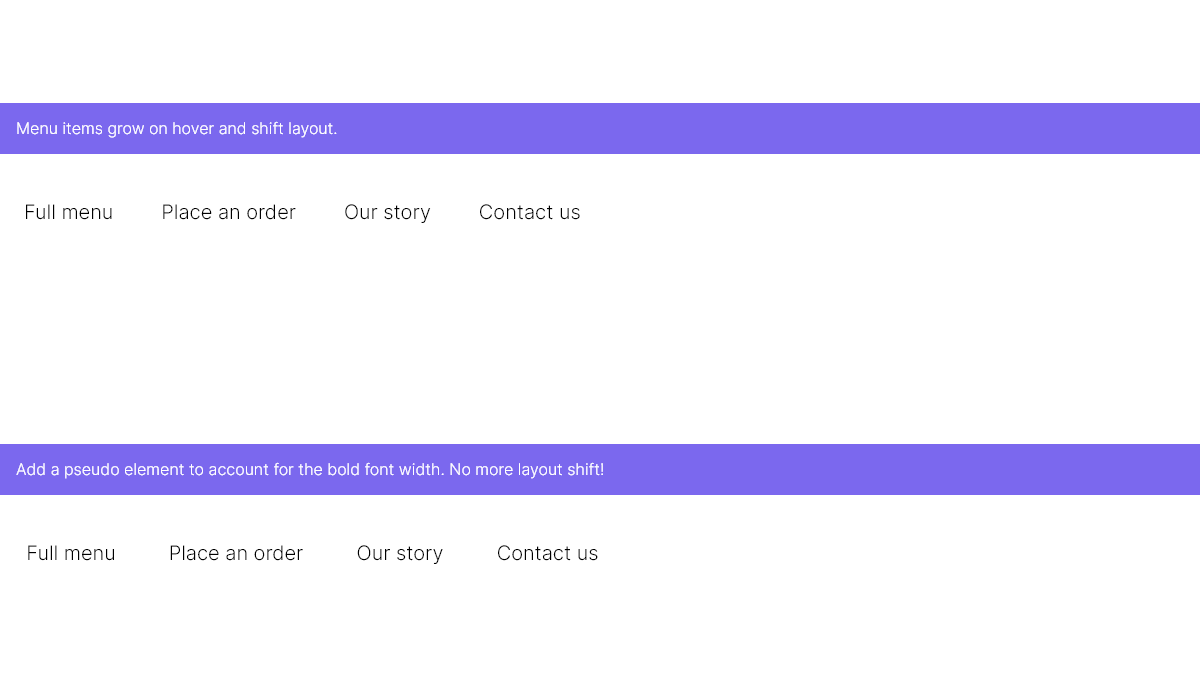CSS Hover Effects - Bold on hover
