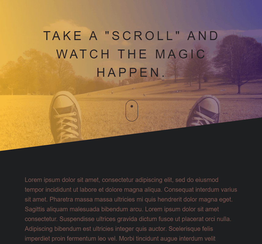 JavaScript Hero Effects - Skew animation hero/SVG with scroll