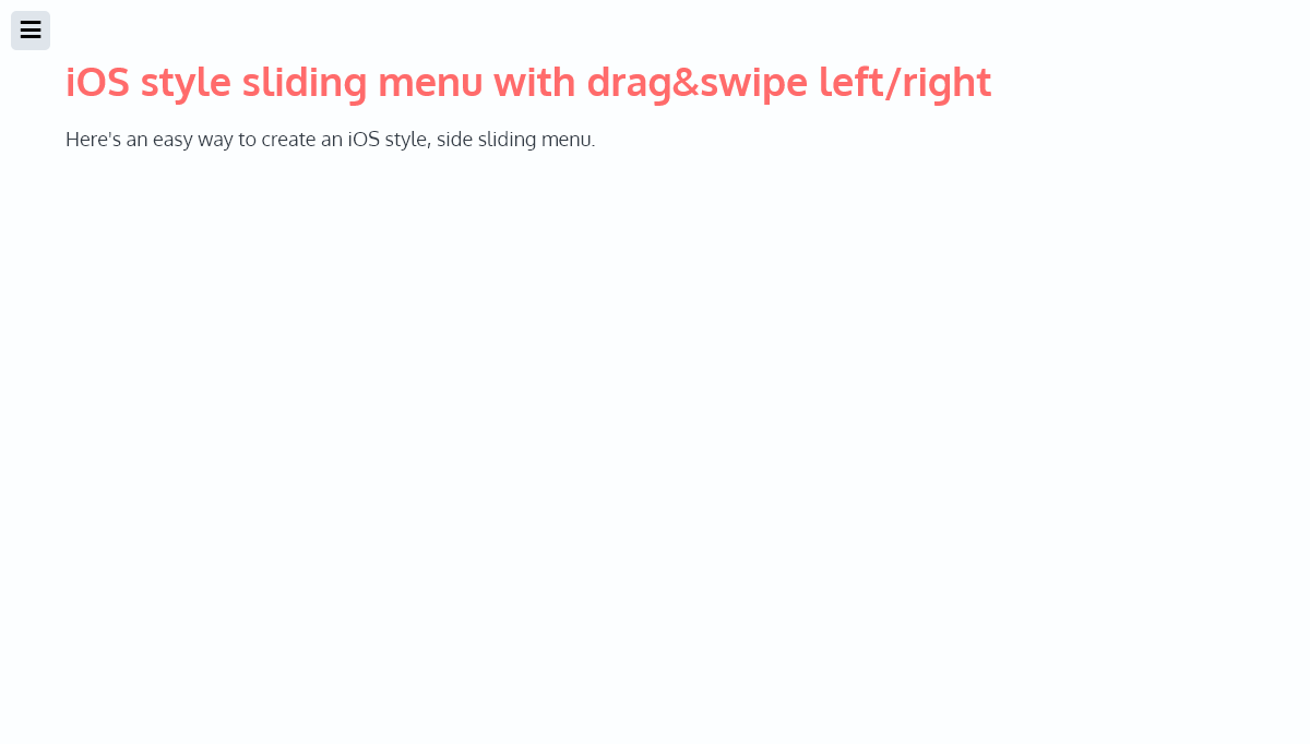 jQuery Sliding Menus - Slide menu with drag and swipe