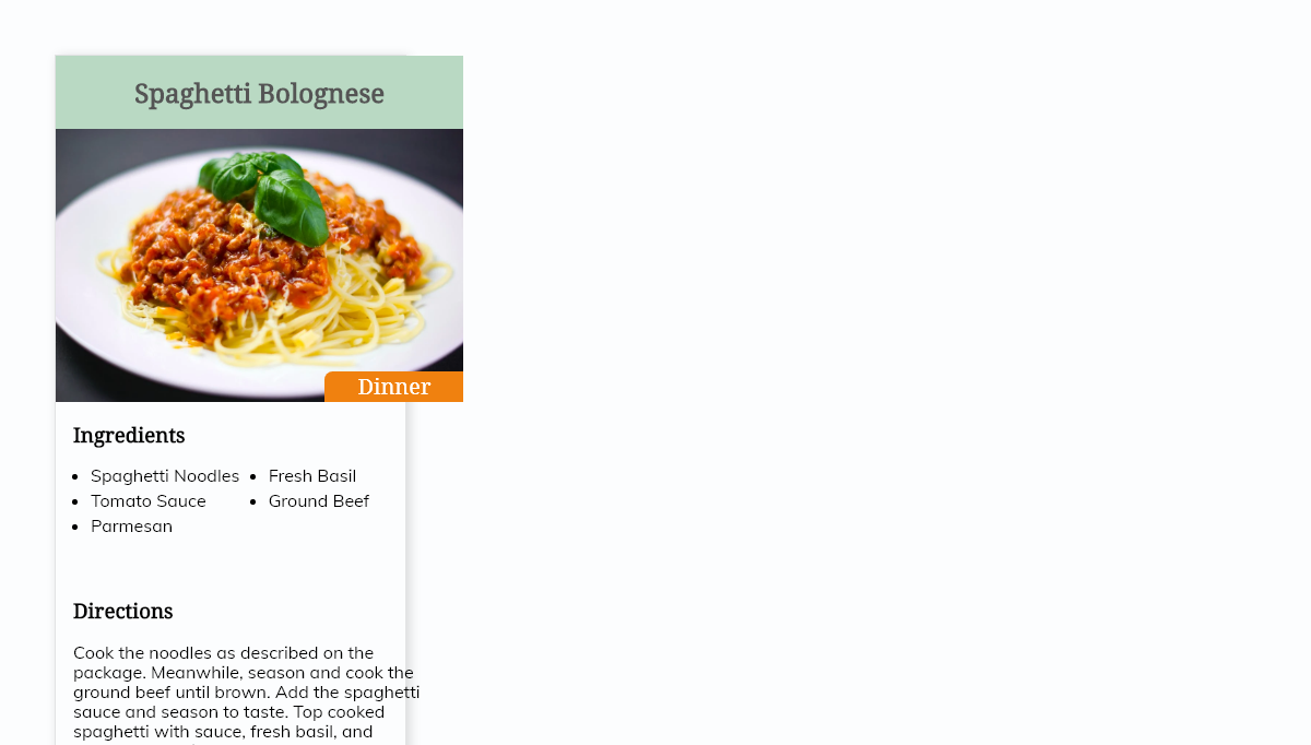 CSS Recipe Cards - Recipe Card