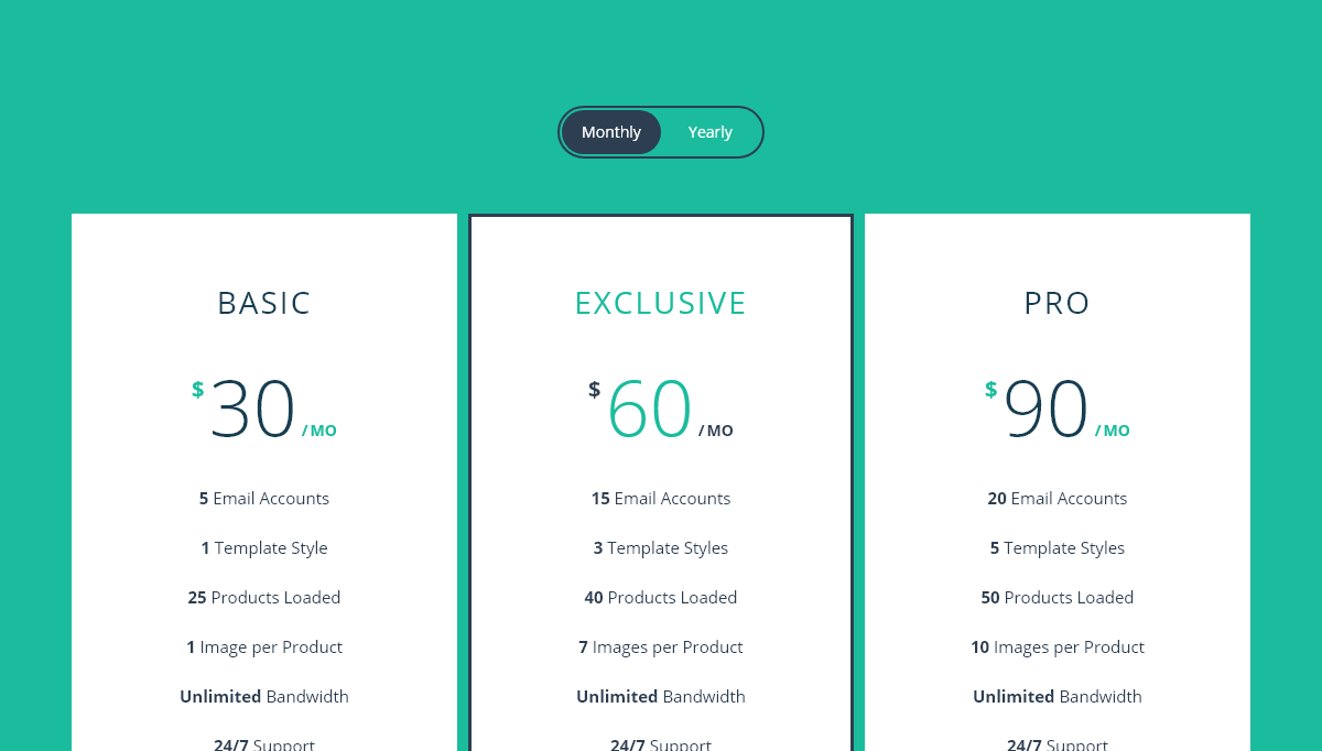 CSS Tables - Responsive Flip Pricing Table