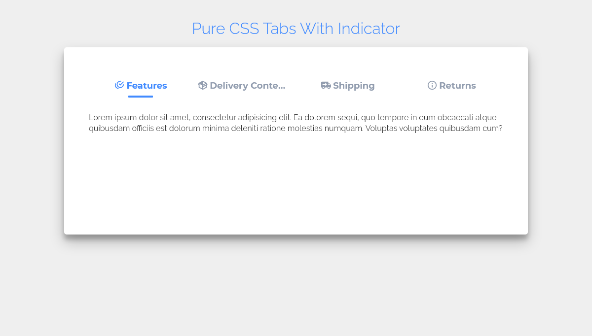 CSS Tabs - Pure CSS Tabs with Indicator