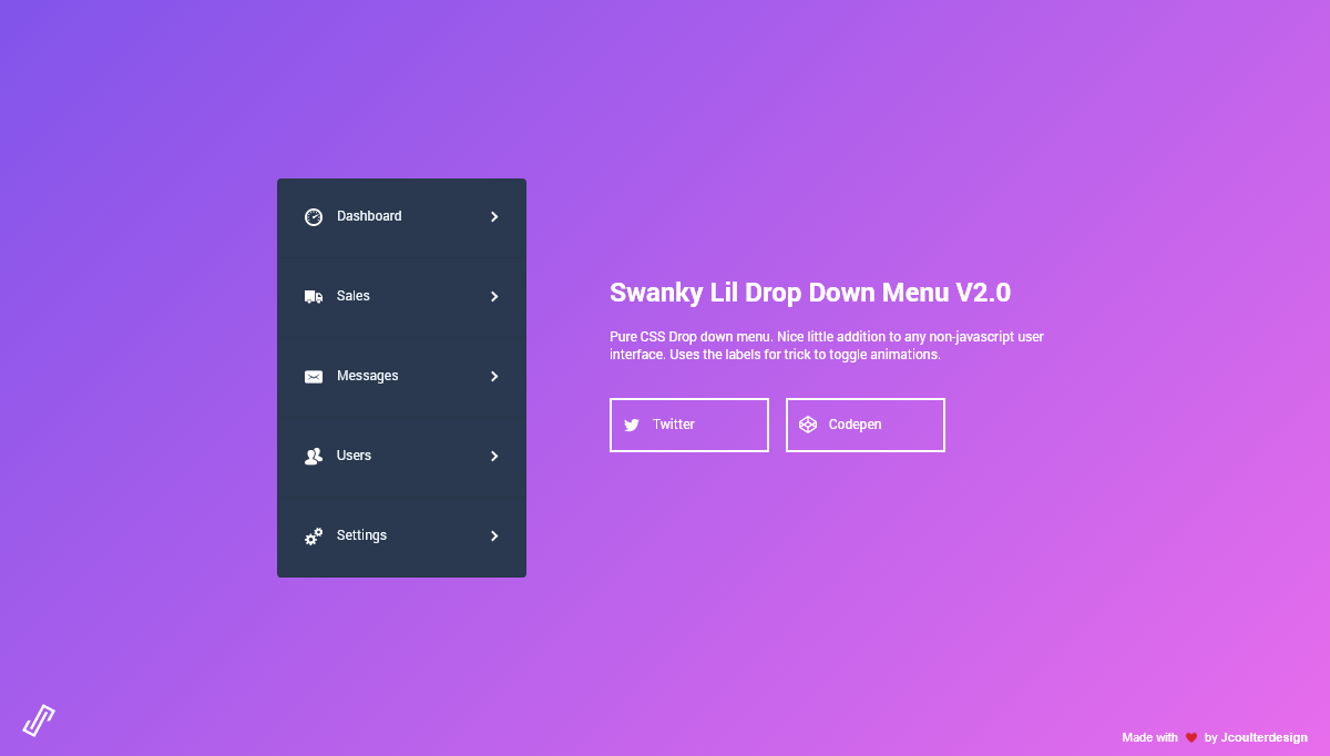 CSS Accordion Menus - Swanky Pure CSS Drop Down Menu V2.0