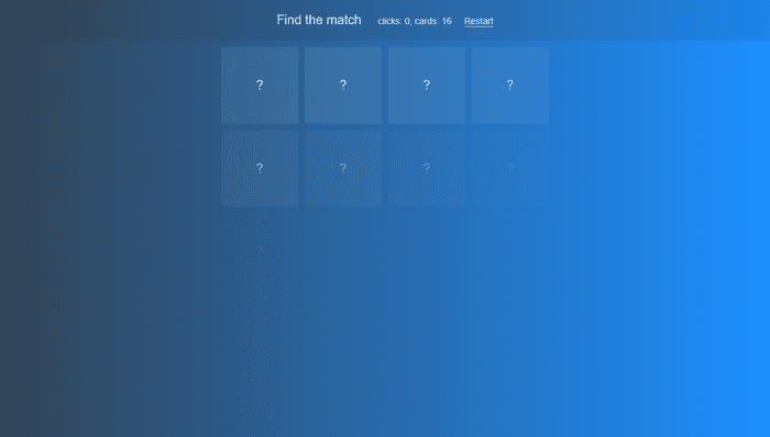 JavaScript Memory Games - Find the match - memory game