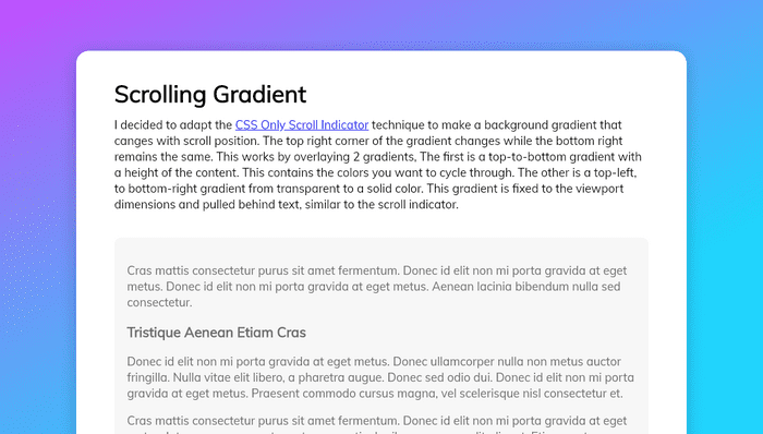 CSS Scroll Effects - CSS Scrolling Gradient